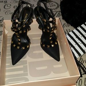 BCBG Gold Stud Heels
